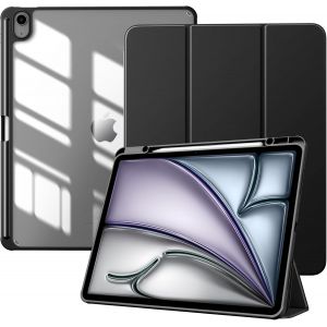 Coque Pour Nouvel Ipad Air 13 Pouces (M3/M2-2025/2024) Avec Porte-Stylet, &Eacute;tui Fine Mise En Sommeil/R&eacute;veil Auto, Housse Arri&egrave;re Transparente Avec Support Pour Ipad Air 13, Noir - Neuf