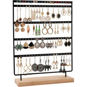 Porte-Bijoux, À 100 Trous, Organisateur De Boucles D'oreilles, En Métal, À 5 Niveaux Avec Base En Bois, 35 X 27 Cm, Pour Le Rangement - Neuf