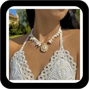 Kales-Collier Tour De Cou Boho En Coquillage Perles De Rocaille Or Collier Surfeur Coquillage Plage D'&eacute;t&eacute; Collier Clavicule En Coquillage Puka Fait Main Collier Oc&eacute;an Bijoux Pour Femmes - Neuf