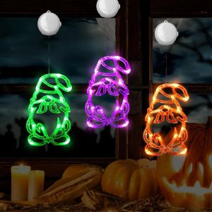 Trahoo-Lot De 3 Lumi&egrave;res D&eacute;coratives Pour Fen&ecirc;tre D'halloween - D&eacute;coration D'automne - Lutin - Avec Ventouse Et Minuterie - D&eacute;coration D'automne - Guirlande Lumineuse - Fonctionne Avec Piles - Pour - Neuf