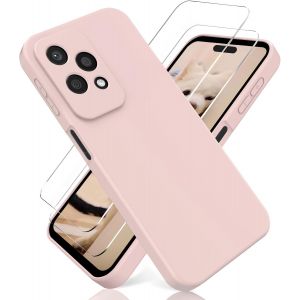 Kal-- Coque Pour Honor 200 Lite, Avec [2 Pièces] Protection D'écran En Verre Trempé, Housse Silicone Tpu Liquide - Rose - Neuf