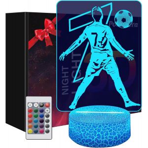 Eryi-Lampe D'ambiance Football, Illusion 3d Led, 16 Couleurs Modifiables, Cadeau D'anniversaire, Cadeau De Noël Pour Les Fans De Football, Garçons Filles - Neuf