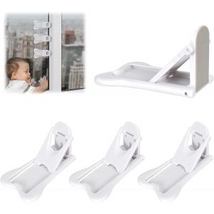 Kalanka-4 Pcs Bloque Porte Coulissante, Bloc Porte Securite Bebe, Verrouillage De Sécurité Auto-Adhésif Sans Percer Bloque Fenetre Securite Enfant, Pour Utilisation Porte Fenêtre - Neuf