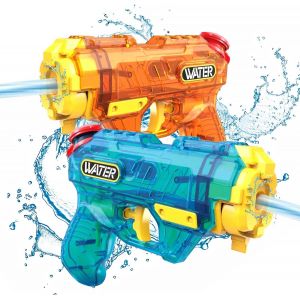 Ayu-2pcs Pistolet A Eau, Avec 300ml Chacun Et Une Portée De 8-10m Pistolet A Eau Puissant, Super Wasserblaster Soaker, Pour L'été, Piscine, Plage (Orange & Bleu) - Neuf