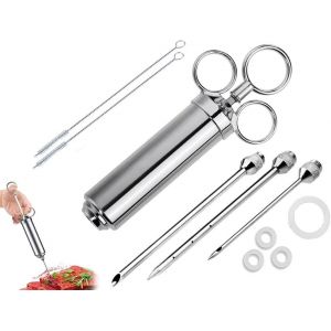 Sjzg-Seringue &Agrave; Marinade,Injecteur De Marinade Professionnel Avec 3 Aiguilles &Agrave; Viande,Seringue Viande 60 Ml,Seringue Pour Viande Avec 2 Pinceaux De Nettoyage Pour Viande/Bbq/Steak/Porc/Poulet - Neuf