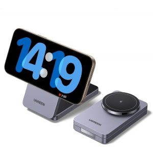 Magflow 2 En 1 Chargeur Induction Iphone Qi Pliable Compatible Avec Magsafe Iphone 17 16 15 14 13 12 Air Plus Pro Max Airpods 4 3 Pro 3 2 1 Stand Chargeur Sans Fil Magn&eacute;tique Angle R&eacute;glable - Neuf