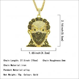 Hip Hop Collier Paillet&eacute; Avec Strass Alliage Homme Masqu&eacute; T&ecirc;te Pendentif Punk Bijoux Cadeau Pour Hommes Femmes Nouveau - Neuf