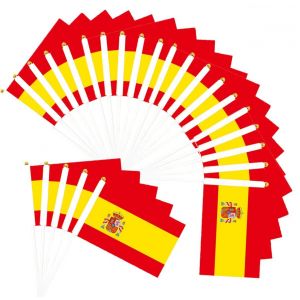 Mevronisshop-50 Pièces Petit Drapeau Espagnol Agité À La Main - Mini Drapeau En Espagne Plastique Pour Compétition Internationale, Soutien, Fête D'anniversaire, Décoration De Mariage, Jardin D'école - Neuf