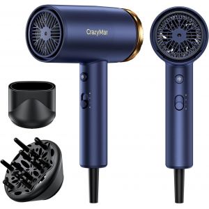 Seche Cheveux Professionale,350m Ions N&eacute;gatifs,5x S&egrave;che-Rapide Et Puissant,L&eacute;ger Et Compact Avec Diffuseur,3 Vitesses/Temp&eacute;ratures - Pour Maison,Salon, Voyageurs Et Coiffeurs (Bleu) - Neuf
