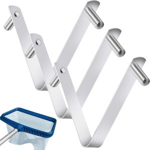 3pcs Pool Pole Universal Clips en V pour Brosse Piscine,Clips pour poteaux Piscine,Crochets pour poteaux,Clips en Acier Inoxydable Double Broche Bouton &agrave; Ressort Accessoires de Piscine - Neuf