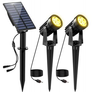 Spot Solaire Ext&eacute;rieur, 2 En 1 3000k Projecteur Solaire Exterieur, Etanche Ip65 Lampe Solaire Exterieur Puissante, 2 Modes Lumiere Solaire Avec Pour Jardin, All&eacute;e, Chemin, Trottoir, Terrasse - Neuf