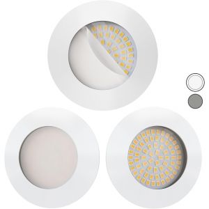 SUBZONAL-Scandinavian home Set de 3 spots encastrables LED 230V 4,5W blanc chaud 60mm - 70mm I salle de bains I CRI 90 500lm 3000K 68mm I Blanc mat avec verre d&eacute;poli - Neuf
