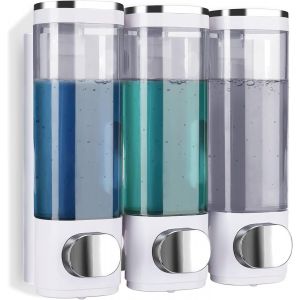 KAL-Distributeurs De Savon Mural 3 X 300Ml, Distributeur De Savon De Douche Sans Perçage, Distributeur De Shampoing Et Après-Shampoing, Distributeur De Savon Manuel, Pour Cuisine, Salle De Bain, Wc - Neuf