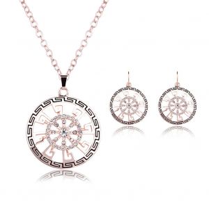 Ensemble De Bijoux Vintage Pour Femmes, Collier, Boucles D'oreilles, Pendentif En Forme De Cercle, Decoration En Cristal - Neuf