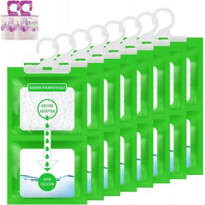 Checarzhn--No1-8 Pack Absorbeur D'humidité Placard, Sac Déshumidificateur Suspendu 100g, Anti Humidité, Haute Absorption Sachet Anti Humidité Pour La Cuisine, Salle De Bain, Armoire, Voiture - Neuf