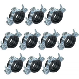KALANKA-- C49891 - Lot de 10 Collier isophonique -support fixation avec joint - pour tuyau Ø 3/4'' 24-28mm - DIN EN 10111 - en acier zingué - à visser ¿8 - Neuf