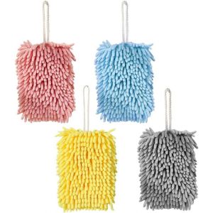 Essuie-Mains En Microfibre Douce Et Moelleuse, Super Absorbant, Séchage Rapide, Pour La Cuisine Et La Salle De Bain (4 Couleurs, Jaune, Rose, Bleu, Gris) - Neuf