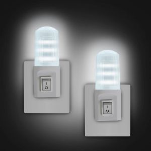 Lot De 2 Veilleuses Led, Lampe Nuit À Interrupteur Rétro, Veilleuse Enfant Plug And Play Pour Chambre Bébé, Cuisine, Couloir, Escalier, Salon, Blanc Froid - Neuf