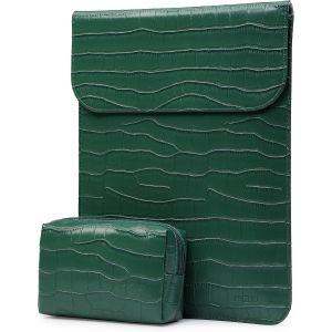 SJZG-13,3-14 Pouces Housse Pour Ordinateur Portable Pour Macbook Pro 14 M4/M3/M2/M1 2025-2021, Macbook Air 13 2017-2012, 13,5-13,8 Surface Laptop, Avec Petit Sac, Motif Crocodile Vert - Neuf