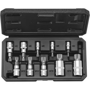 Jeu De Douilles Triples Carrées 10Pcs,M4-M18,Entraînements 1/4,3/8 Et 1/2 Po (6,35 Mm,9,5 Mm,12,7 Mm),En Acier Cr-V,Avec Coffret De Rangment,Pour Mécanicien Réparation Automobile - Neuf