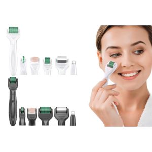 Lot De 2 Appareils De Massage Facial &Agrave; Micro-Aiguilles 7 En 1 Derma Roller Avec Rouleaux Rempla&ccedil;ables Pour Les Soins De La Peau - Neuf
