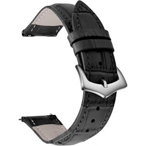 Kal-Bracelet De Montre En Cuir Vintage D&eacute;gagement Rapide Bande De Remplacement Avec Boucle En Acier Inoxydable Pour Homme Femme 12 Mm-22 Mm - Neuf