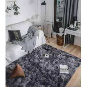 Eryi-Tapis Chambre Tapis Modernes De Salon Soft Tapis À Poils Longs Moelleux Tapis Extra Doux Et Confortable Tapis Antidérapant Intérieur Moelleux Épais Pour Salon (Gris Noir, 80 * 200cm) - Neuf
