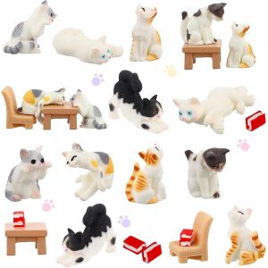 Sansh-Cobee Lot De 10 Mini Figurines De Chat Réalistes 1:12 Pour Maison De Poupée, Décoration De Gâteau, Statues D'animaux Miniatures, Décorations Pour La Maison, Les Paysages, Les Fêtes - Neuf