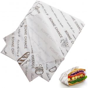 Letnerny-Papier Sulfurisé Pour Camping,Papier D'emballage Pour Restauration,Emballage Alimentaire,Idéal Pour Sandwich,Frites,Burger,Fromage,Gâteau,Résistant À L'huile,100 Feuilles,28 * 38cm - Neuf
