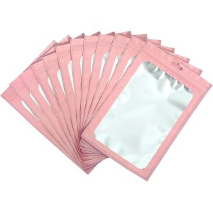 Cmws-Lot De 100 Sacs Herm&eacute;tiques Herm&eacute;tiques &Agrave; Fermeture &Agrave; Glissi&egrave;re En Mylar Rose - 14 X 20 Cm - Sacs Herm&eacute;tiques - Sacs &Agrave; Bonbons Refermables - Sacs &Agrave; &Eacute;chantillons - Sacs De Rangement Pour Nourritu - Neuf