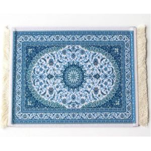 Mini Tapis Oriental Motif Tissu Textile Petit Tapis De Souris Avec Pompons En Coton Tapis De Souris Accessoires D'Ordinateur Dessous De Verre 28 X 18 Cm - 13#Bleu - Neuf