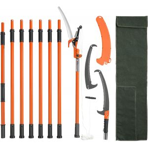 NouvelHorizonstore-Scie &agrave; &Eacute;laguer T&eacute;lescopique 2,24-8,24 m Scie &agrave; Perche Extensible Lame en Acier Tranchant Scie d'&Eacute;lagage avec 8 Poteaux Fibre de Verre Ciseaux Coupe Branches Hautes pour &Eacute;lagage Pal - Neuf