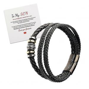 &Agrave; Mon Fils ' Love You Forever ' Bracelet En Cuir Tress&eacute; Bracelet Avec Cadeau - Neuf