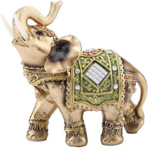 Statue D'éléphant En Résine,Chanceux Richesse Éléphant Statue Sculpture,Porte-Bonheur 3d Figurine Décor,Pour La Décoration De La Réception,Décoration De Bonne Chance(S) - Neuf