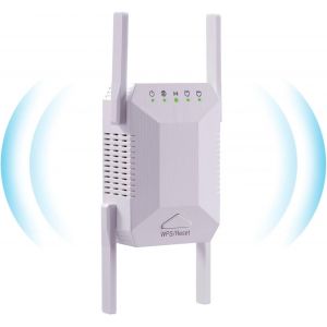Répéteur WiFi,Home Internet Wireless Extender,4 Antennes,Couverture Plus Large,Amplificateur de Signal WiFi avec,Port Ethernet,Compatible avec La Plupart des Appareils - Neuf
