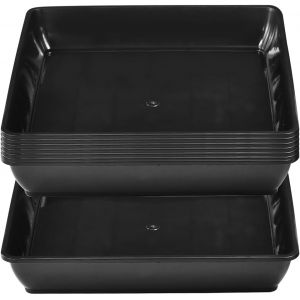 NouvelHorizonstore-Lot de 8 Soucoupes Carr&eacute;es en Plastique, Pots de Fleurs d'Int&eacute;rieur et d'Ext&eacute;rieur Plateau d'&eacute;gouttement en Plastique pour Plantes en Pot Plate de Plante 30,5 x 30,5 cm, Noir - Neuf