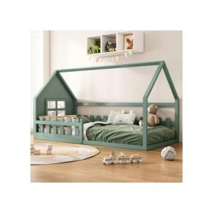 90*200cm Lit Plat, Lit D'enfant, Barre De Maison, Vert - Neuf