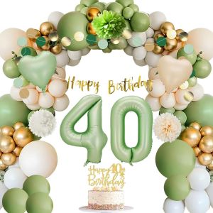 AYUHR-Décorations 30 Ans Anniversaire - Arche Ballon Vert Or, Banderole Joyeux Anniversaire, Kit Guirlande pour Fête Femme - Neuf