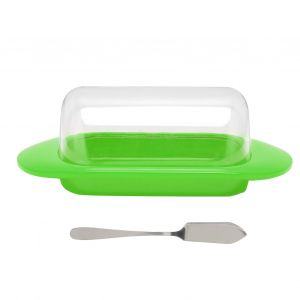 Hjlian Boite De Rangement Ronde En Plastique Pour Beurre, Fromage, Dessert, Pain, Avec Couvercle Transparent, Couteau, Vert - Neuf