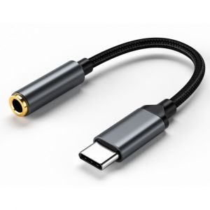 Prise casque 3,5 mm adaptateur, USB de type C adaptateur de prise avec DAC, C-type audio numérique casque compatible avec Galaxy S21 S20 S20+, MacBook Pro, Huawei, Gris - Neuf
