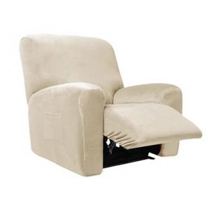 Housse De Fauteuil Inclinable Extensible, Housse Anti-Poussière Pour Canapé Fendu 1 Place, Beige - Neuf