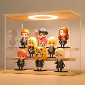 Vitrine AcryliqueVitrine pour CollectionVitrine FigurineVitrine en Verre pour modèlesFigurinesObjets de Collectionavec éclairage LED5 étagesCouleur du Bois (30x28x30 cm) - Neuf
