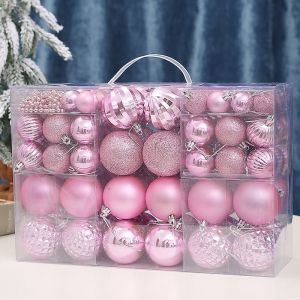 93 Pack Rose en Plastique Robuste de No&euml;l, Boules de No&euml;l, D&eacute;coration Int&eacute;rieur Ext&eacute;rieur D&eacute;coration pour Arbre de No&euml;l de la Fen&ecirc;tre D&eacute;corative Babiole, D&eacute;corative de No&euml;l Pendentif - Neuf