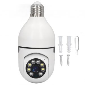XYONG Camera ampoule 1MP, image 720P, base E27, angle reglable, sans fil, WiFi, CCTV, camera de securite intelligente, 110-240 V - Neuf