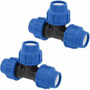 Tee Raccords de tuyauterie - 25mm x 25mm x 25mm - PN16 Compression Plomberie Raccord Connecteur Compatible avec PE80 et PE100 de Tuyaux en Polyéthylène - Neuf