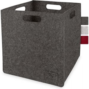 YEMAESRE-Sølmo I Cube De Rangement - En Feutre 33X33X33Cm - Panier De Rangement, Caisse De Rangement, Casier Rangement, Rangement Vetement, Boîte De Rangement, Pierre Foncée - Neuf