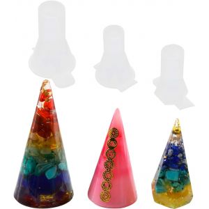 3 Pcs Cône Moules En Résine De Silicone, 6,5cm Bricolage Cristal Époxy Losange Coupe Porte-Anneau Pendentif Utilisé Pour Fabriquer Des Porte-Bagues Et Des Pendentifs Coniques - Neuf