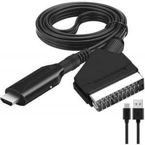 C&acirc;ble P&eacute;ritel Vers Hdmi, Convertisseur P&eacute;ritel Hdmi 1080P Avec C&acirc;ble D'Entr&eacute;e P&eacute;ritel Et Port De Sortie Hdmi Pour Hdtv Stb Vhs Xbox Ps3 - Neuf