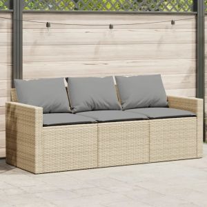 Prolenta Premium - Canap&eacute; De Jardin Avec Coussins 3 Places Beige R&eacute;sine Tress&eacute;e - Neuf