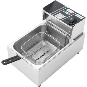 Friteuse Professionnelle, Friteuse À Huile 5/6/10/12 Litres, Friteuse Électrique À Huile Für Spe N Mit Frittierkorb 60¿ - 200¿, Inox Friteuse Avec Régulateur De Température (A1 5,5L 2,5Kw) - Neuf